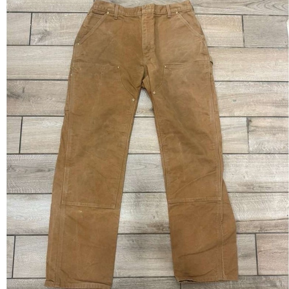 Carhartt Relaxed Fit Work Pants Tan Double Knee Men's 36x34
